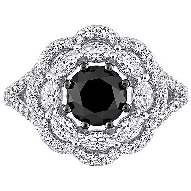 Stella Grace 10k White Gold 1 1/2 Carat T.W. Black Diamond & Lab-Created Moissanite Engagement Ring
