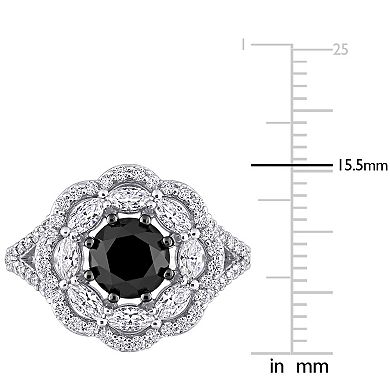 Stella Grace 10k White Gold 1 1/2 Carat T.W. Black Diamond & Lab-Created Moissanite Engagement Ring