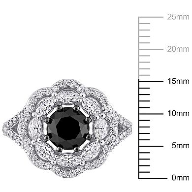 Stella Grace 10k White Gold 1 1/2 Carat T.W. Black Diamond & Lab-Created Moissanite Engagement Ring