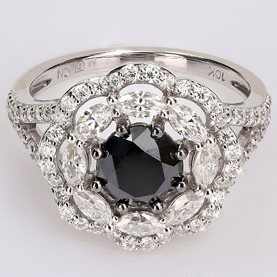 Stella Grace 10k White Gold 1 1/2 Carat T.W. Black Diamond & Lab-Created Moissanite Engagement Ring