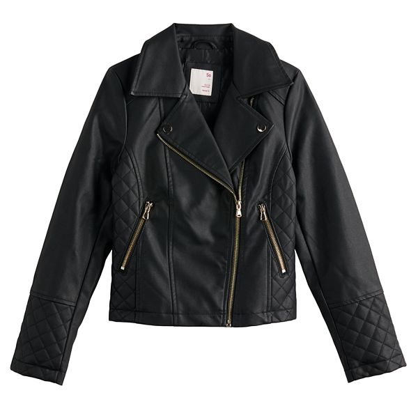 girls black leather jacket