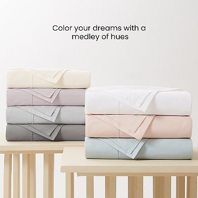 Purity Home 300 Thread Count Organic Cotton Percale Sheet Set with Pillowcases