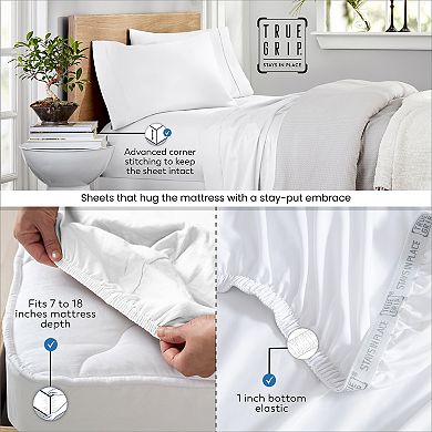 Purity Home 300 Thread Count Organic Cotton Percale Sheet Set with Pillowcases
