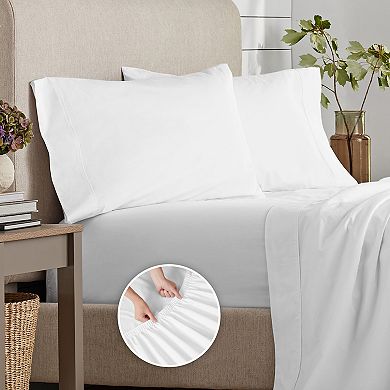 Purity Home 300 Thread Count Organic Cotton Percale Sheet Set with Pillowcases