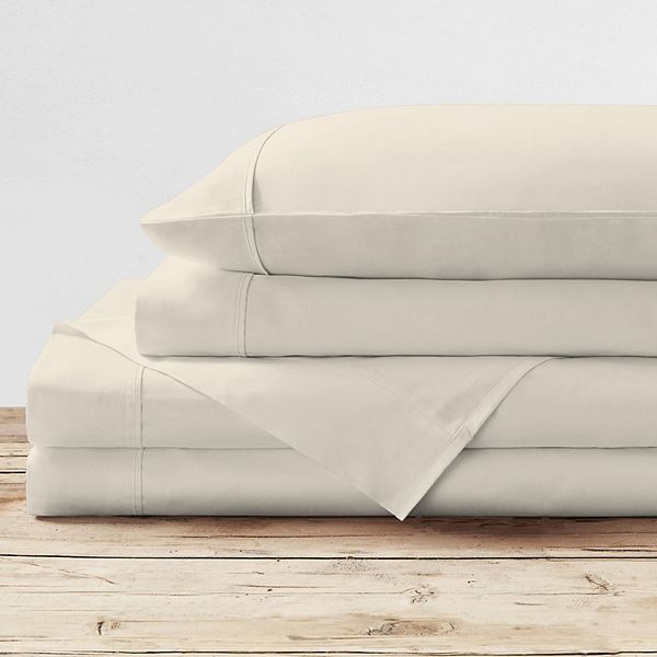 King 300 Thread Count Organic Cotton Brushed Percale Pillowcase Set Ivory - Purity Home: GOTS Certified, No Closure Design, Machine Washable