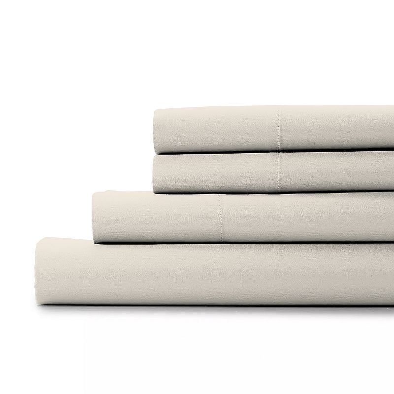 Queen 300 Thread Count Organic Cotton Brushed Percale Sheet Set Ivory - Purity Home