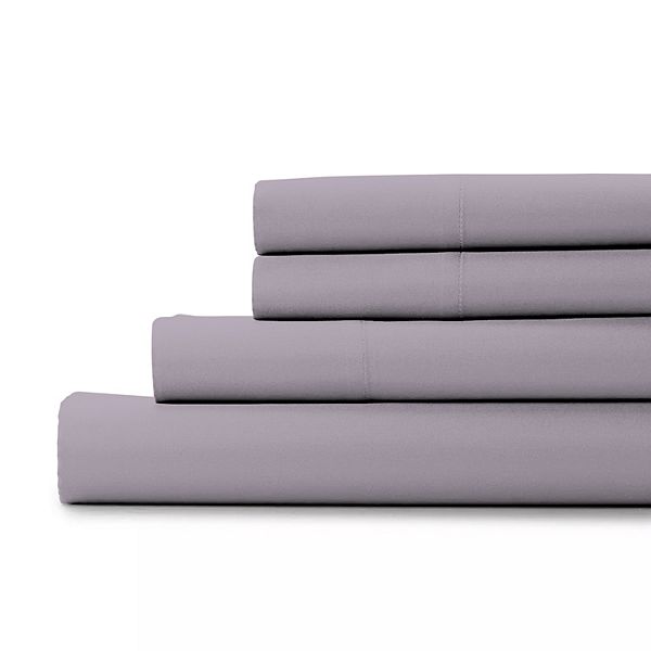 King 300 Thread Count Organic Cotton Brushed Percale Sheet Set Lavender - Purity Home: GOTS Certified, Deep Pocket, 4-Piece Set