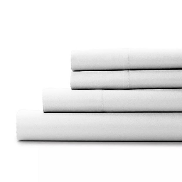 Melange Home Queen 300 Thread Count Cotton Percale Single Marrow Stripe Sheet Set Grey/ White at No