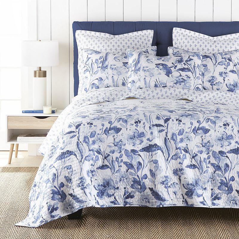 Levtex Home Linnea Quilt Set with Shams, Blue, Twin