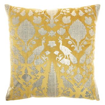 Mina Victory Sofia Foil Print Bird Throw Pillow