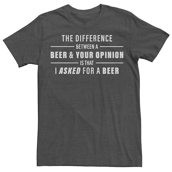 Men's Beer And Opinion Humor Tee