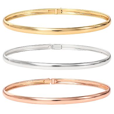 Tri-Color Sterling Silver Hinged Bangle Bracelet Set