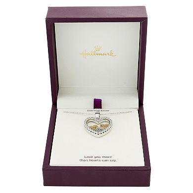 Hallmark Tri-Tone Sterling Silver Cubic Zirconia "Love You More" Heart Pendant Necklace