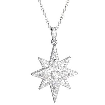 Hallmark Sterling Silver Cubic Zirconia Starburst Pendant Necklace