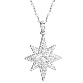 Hallmark Sterling Silver Cubic Zirconia Starburst Pendant Necklace