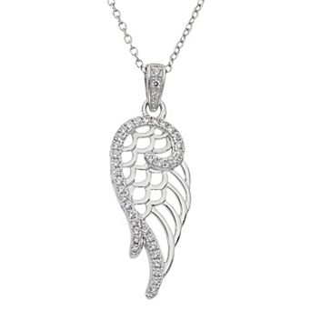 Hallmark Sterling Silver Cubic Zirconia Wing Pendant Necklace