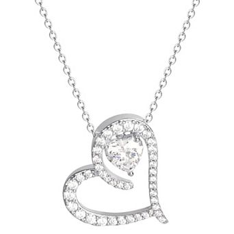 Hallmark Sterling Silver Cubic Zirconia Heart Necklace