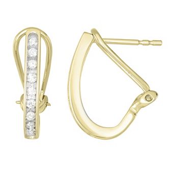 HDI 10k Gold 1/4 Carat T.W. Diamond J-Hoop Earrings