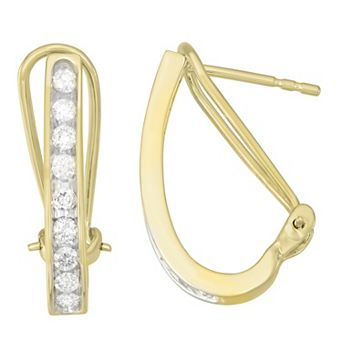 HDI 10k Gold 1/2 Carat T.W. Diamond J-Hoop Earrings