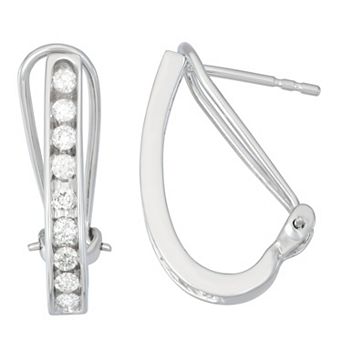 HDI 10k Gold 1/2 Carat T.W. Diamond J-Hoop Earrings