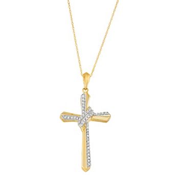 HDI 10k Gold 1/4 Carat T.W. Diamond Cross Necklace