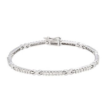 HDI 10k White Gold 1 Carat T.W. Diamond Tennis Bracelet