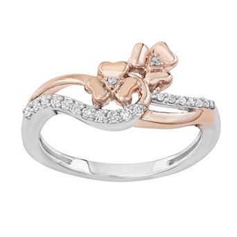 HDI Two Tone 10k Gold 1/10 Carat T.W. Diamond Flower Ring