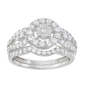 HDI 10k Gold 1 Carat T.W. Diamond Engagement Ring Set