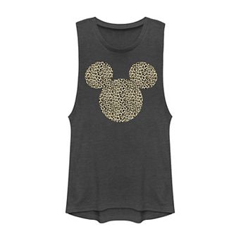Disney's Mickey Mouse Juniors' Cheetah Print Silhouette Muscle Tee