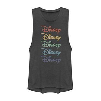 Disney's Stacked Rainbow Logo Juniors' Muscle Tee