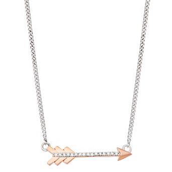 HDI Two Tone 1/10 Carat T.W. Diamond Arrow Pendant Necklace