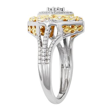 10k Gold Over Sterling Silver 1/5 Carat T.W. Diamond Vintage Ring