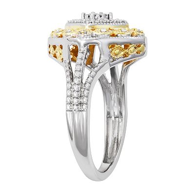 HDI 10k Gold Over Sterling Silver 1/5 Carat Diamond Vintage Ring