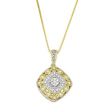 HDI 10k Gold Over Sterling Silver 1/5 Carat T.W. Diamond Vintage Necklace