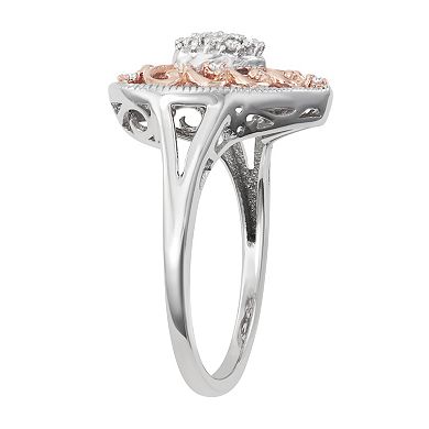 HDI 10k Rose Gold Over Sterling Silver 1/6 Carat T.W. Diamond Heart Ring