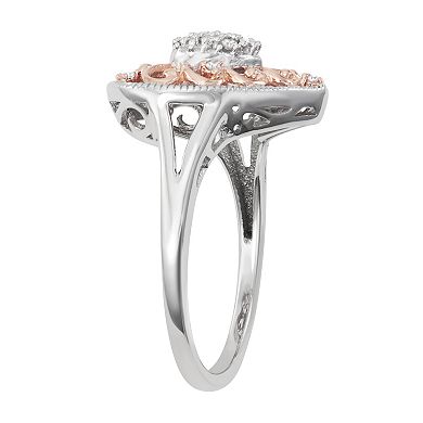 10k Rose Gold Over Sterling Silver 1/6 Carat T.W. Diamond Heart Ring