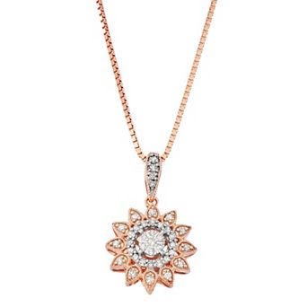 HDI 10k Gold Over Sterling Silver 1/5 Carat T.W. Diamond Starburst Pendant Necklace