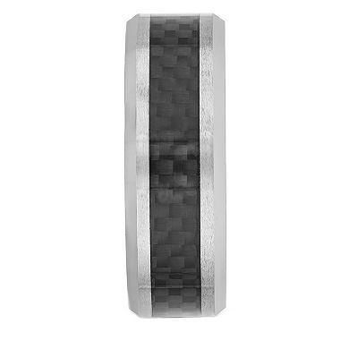 Lovemark Men's Tungsten Black Carbon Fiber Ring