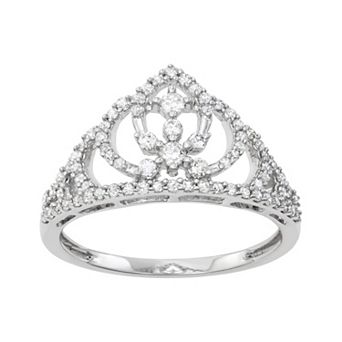 HDI Sterling Silver 1/2 Carat T.W. Diamond Tiara Ring