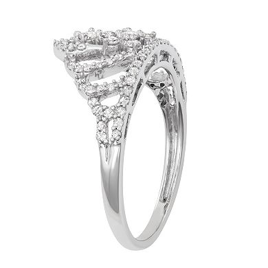 HDI Sterling Silver 1/2 Carat T.W. Diamond Tiara Ring