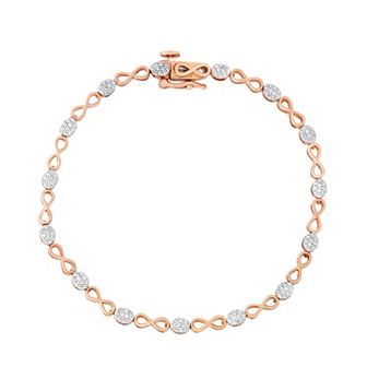 HDI 10k Rose Gold Over Sterling Silver 1/2 Carat T.W. Diamond Infinity Bracelet