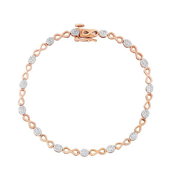 10k Rose Gold Over Sterling Silver 1/2 Carat T.W. Diamond Infinity Bracelet