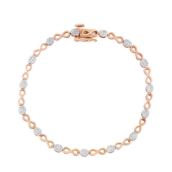 10k Rose Gold Over Sterling Silver 1/2 Carat T.W. Diamond Infinity Bracelet