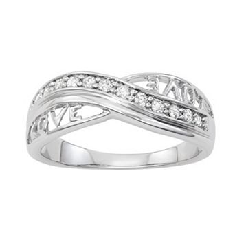 HDI Sterling Silver 1/5 Carat T.W. Diamond "LOVE" Band Ring