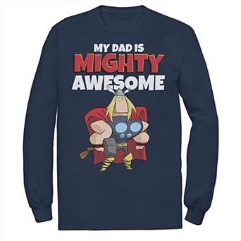 Men's Marvel Father's Day My Dad Is Mighty Awesome Thor Portrait Tee
