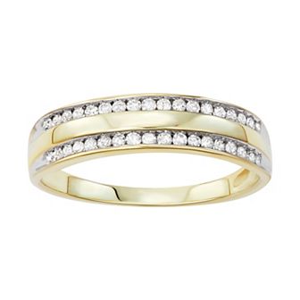 HDI Sterling Silver 1/4 Carat T.W. Diamond Rail Road Ring