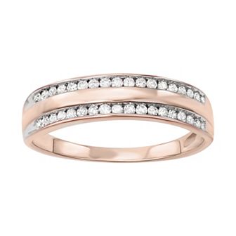 HDI Sterling Silver 1/4 Carat T.W. Diamond Rail Road Ring