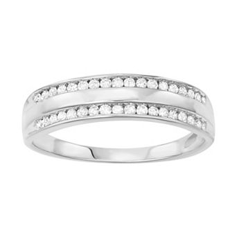 HDI Sterling Silver 1/4 Carat T.W. Diamond Rail Road Ring