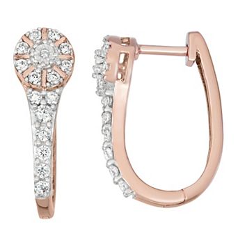 HDI 10k Rose Gold 1/3 Carat T.W. Diamond Hoop Earrings