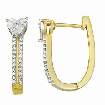 HDI 10k Gold Over Sterling Silver 1/5 Carat T.W. Diamond Heart Earrings